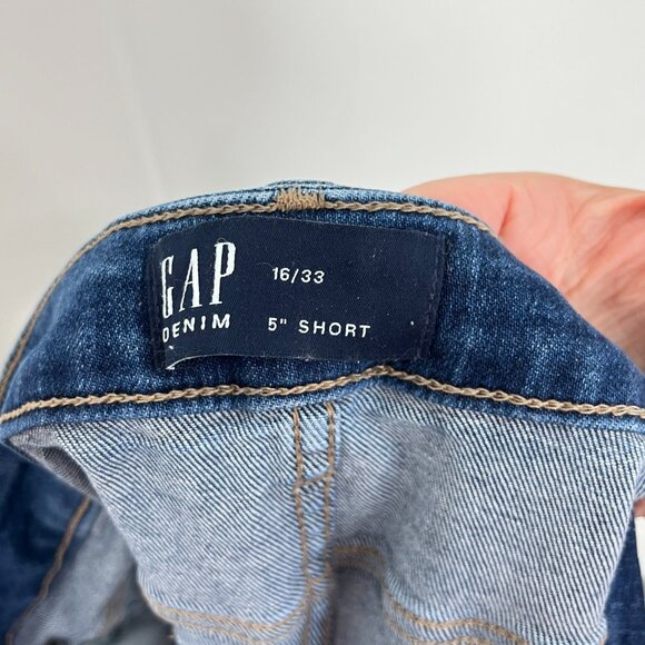 Gap Size 16/33 Blue 5" Denim Jean Shorts - Picture 5 of 9